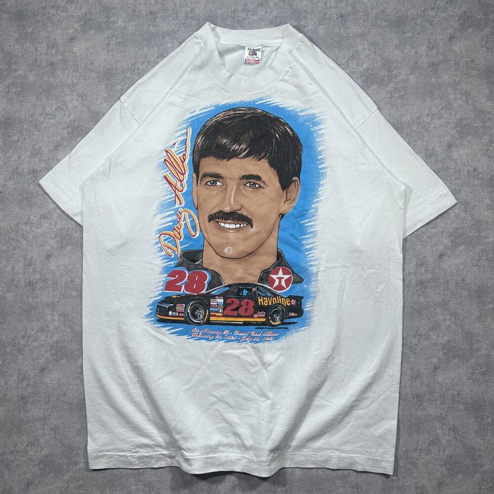 Vintage Fruit of The Loom Mens White T-Shirt Davey Allen #28 Havoline